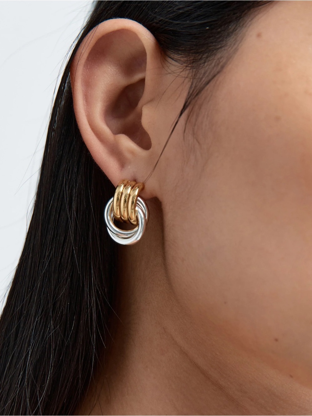 HEAVEN MAYHEM Baby Gold and Silver Knot Earrings